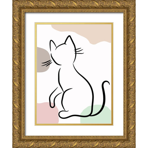 Elegant Cat III Gold Ornate Wood Framed Art Print with Double Matting by Alpenglow Workshop