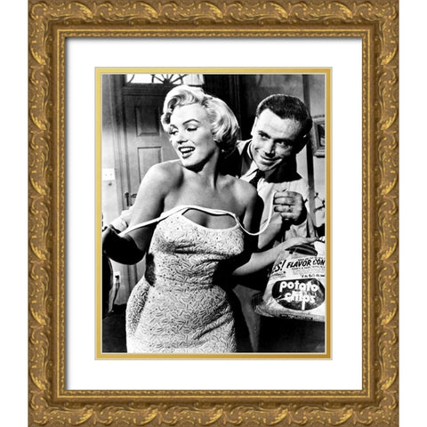 Tom Ewell, Marilyn Monroe, The Seven Year Itch, 1955 Gold Ornate Wood Framed Art Print with Double Matting by Vintage Hollywood Archive