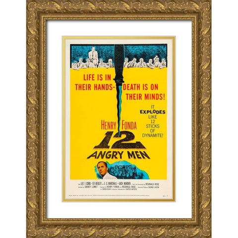 12 Angry Men-1957 Gold Ornate Wood Framed Art Print with Double Matting by Vintage Hollywood Archive