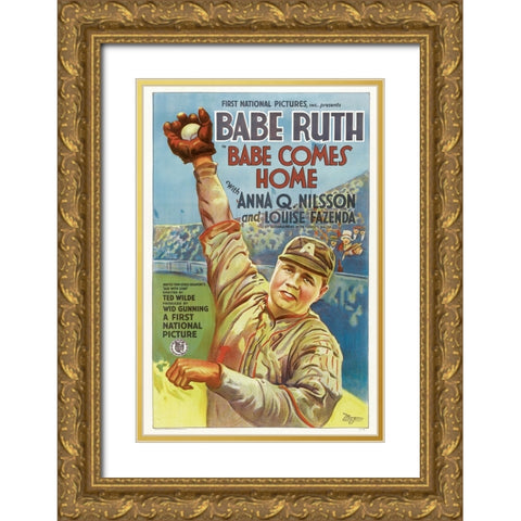 Babe Comes Home-1927 Gold Ornate Wood Framed Art Print with Double Matting by Vintage Hollywood Archive