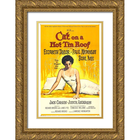 Cat on a Hot Tin Roof-1958 Gold Ornate Wood Framed Art Print with Double Matting by Vintage Hollywood Archive
