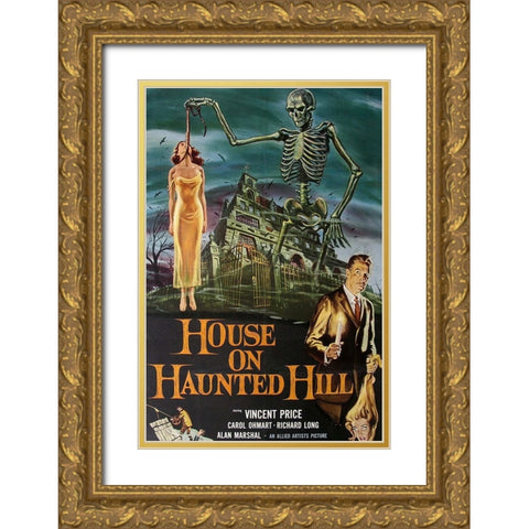 House on a Haunted Hill-1958 Gold Ornate Wood Framed Art Print with Double Matting by Vintage Hollywood Archive