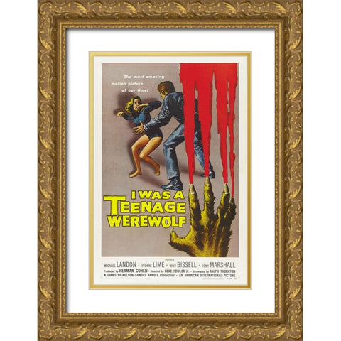 I Was a Teenage Werewolf-1957 Gold Ornate Wood Framed Art Print with Double Matting by Vintage Hollywood Archive