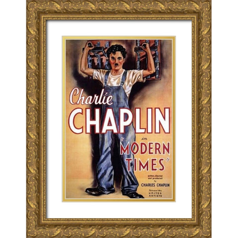 Modern Times Gold Ornate Wood Framed Art Print with Double Matting by Vintage Hollywood Archive