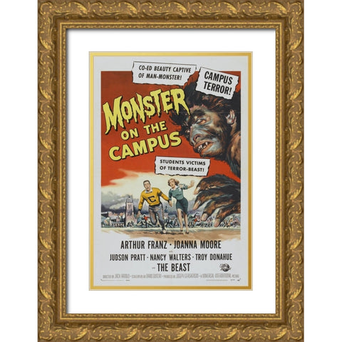 Monster on the Campus Gold Ornate Wood Framed Art Print with Double Matting by Vintage Hollywood Archive