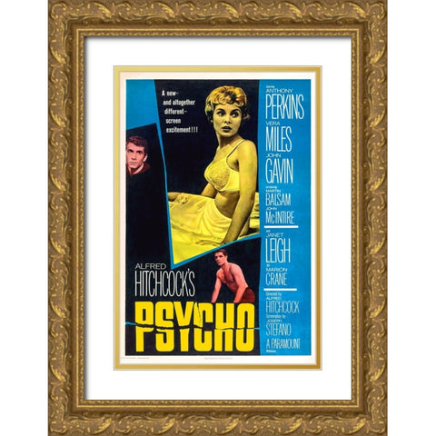 Psycho-1960 Gold Ornate Wood Framed Art Print with Double Matting by Vintage Hollywood Archive