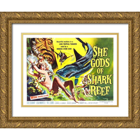She Gods of Shark Reef-1958 Gold Ornate Wood Framed Art Print with Double Matting by Vintage Hollywood Archive