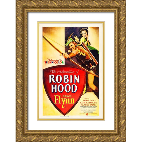 The Adventures of Robin Hood-1938 Gold Ornate Wood Framed Art Print with Double Matting by Vintage Hollywood Archive