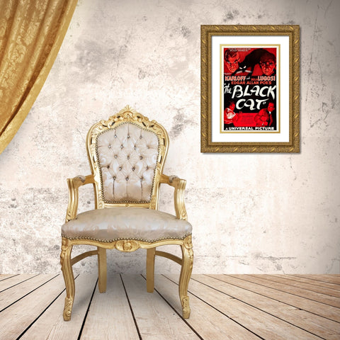 The Black Cat-1934 Gold Ornate Wood Framed Art Print with Double Matting by Vintage Hollywood Archive