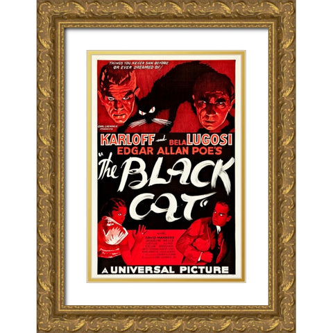 The Black Cat-1934 Gold Ornate Wood Framed Art Print with Double Matting by Vintage Hollywood Archive