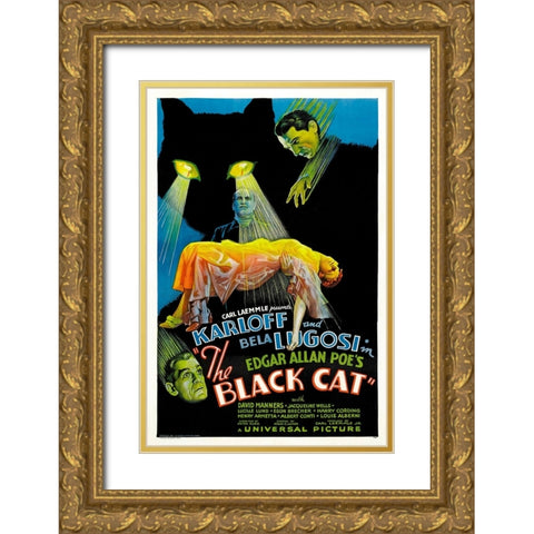 The Black Cat-1934 Gold Ornate Wood Framed Art Print with Double Matting by Vintage Hollywood Archive