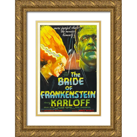 The Bride of Frankenstein-1935 Gold Ornate Wood Framed Art Print with Double Matting by Vintage Hollywood Archive