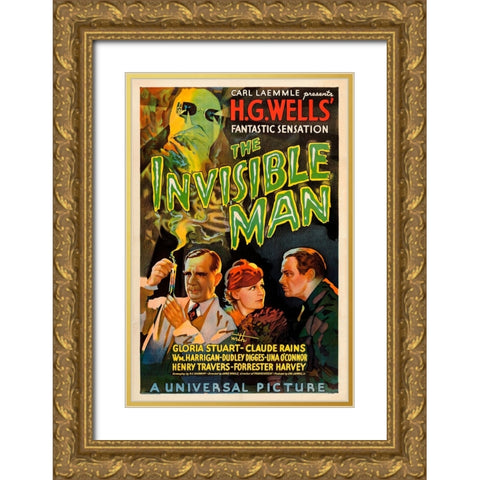 The Invisible Man-1933 Gold Ornate Wood Framed Art Print with Double Matting by Vintage Hollywood Archive