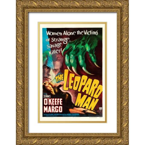 The Leopard Man-1943 Gold Ornate Wood Framed Art Print with Double Matting by Vintage Hollywood Archive