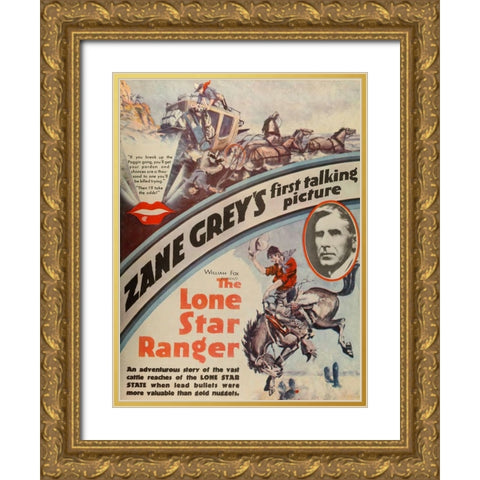The Lone Star Ranger-1929 Gold Ornate Wood Framed Art Print with Double Matting by Vintage Hollywood Archive