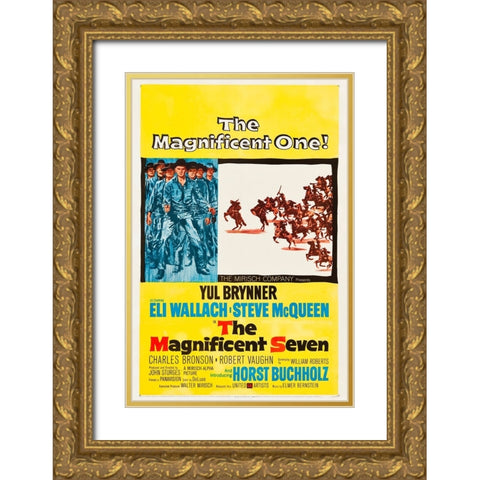 The Magnificent Seven-1960 Gold Ornate Wood Framed Art Print with Double Matting by Vintage Hollywood Archive