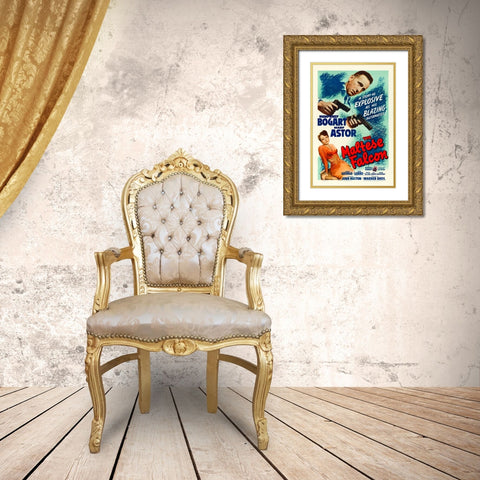 The Maltese Falcon-1941 Gold Ornate Wood Framed Art Print with Double Matting by Vintage Hollywood Archive