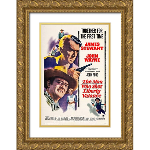The Man who Shot Liberty Valance-1962 Gold Ornate Wood Framed Art Print with Double Matting by Vintage Hollywood Archive