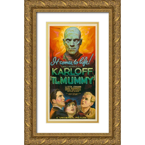The Mummy-1932 Gold Ornate Wood Framed Art Print with Double Matting by Vintage Hollywood Archive