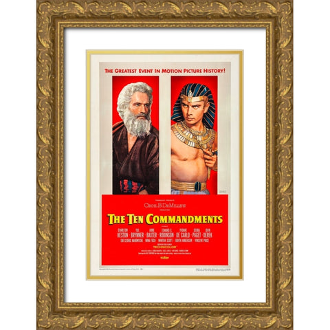 The Ten Commandments-1956 Gold Ornate Wood Framed Art Print with Double Matting by Vintage Hollywood Archive