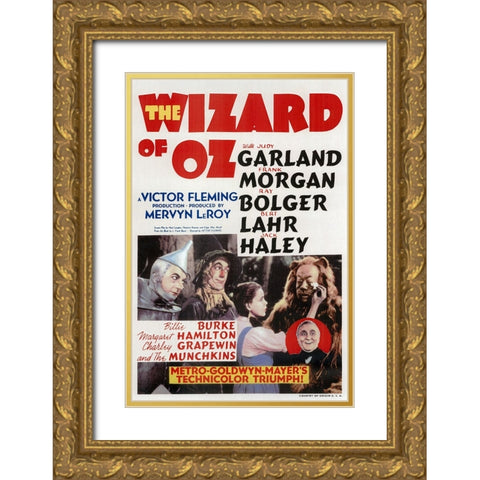 Wizard of Oz. 1939 Gold Ornate Wood Framed Art Print with Double Matting by Vintage Hollywood Archive