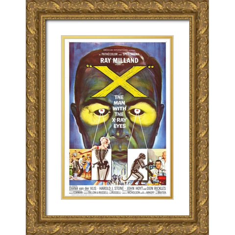X The Man with the X-Ray eyes-1963 Gold Ornate Wood Framed Art Print with Double Matting by Vintage Hollywood Archive