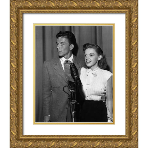 Frank Sinatra and Judy Garland-1944 Gold Ornate Wood Framed Art Print with Double Matting by Vintage Music Archive