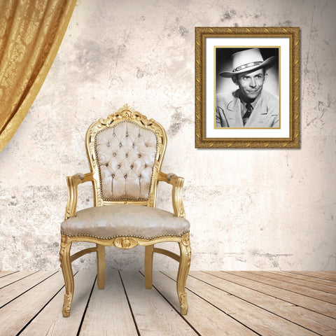 Hank Williams Gold Ornate Wood Framed Art Print with Double Matting by Vintage Music Archive