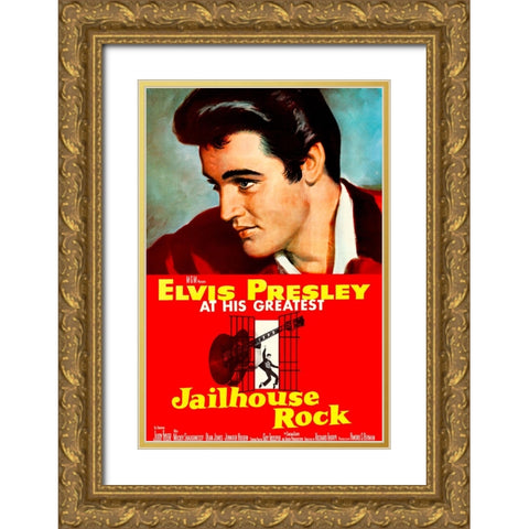 Jailhouse Rock-1957 Gold Ornate Wood Framed Art Print with Double Matting by Vintage Music Archive