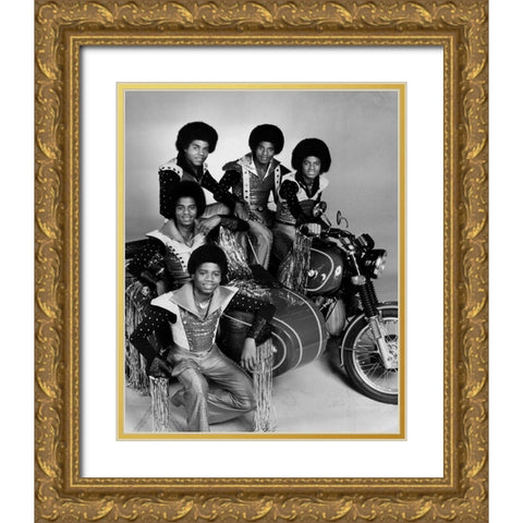 The Jacksons-1977 Gold Ornate Wood Framed Art Print with Double Matting by Vintage Music Archive