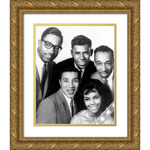 The Miracles-1962 Gold Ornate Wood Framed Art Print with Double Matting by Vintage Music Archive