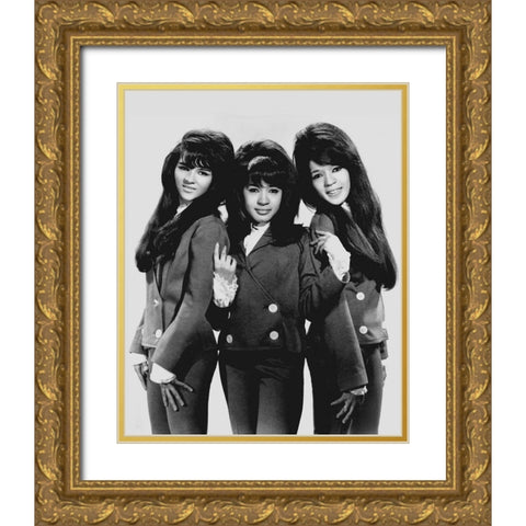 The Ronettes-1966 Gold Ornate Wood Framed Art Print with Double Matting by Vintage Music Archive