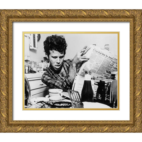Tom Waits-1979 Gold Ornate Wood Framed Art Print with Double Matting by Vintage Music Archive