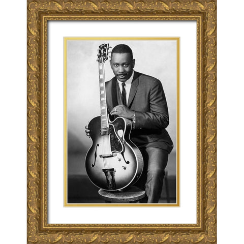 Wes Montgomery-1960s Gold Ornate Wood Framed Art Print with Double Matting by Vintage Music Archive