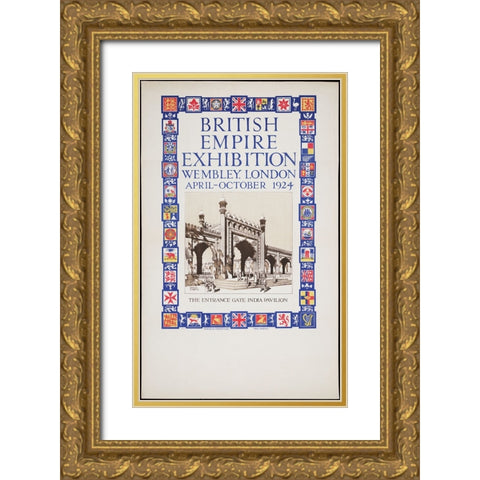 British Empire Exhibition-1924-India Gate Gold Ornate Wood Framed Art Print with Double Matting by Worlds Fair Posters