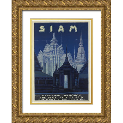 New York-1939-Siam Gold Ornate Wood Framed Art Print with Double Matting by Worlds Fair Posters