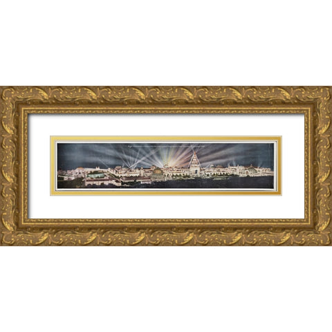 San Francisco-1915-Panorama City at Night 2 Gold Ornate Wood Framed Art Print with Double Matting by Worlds Fair Posters
