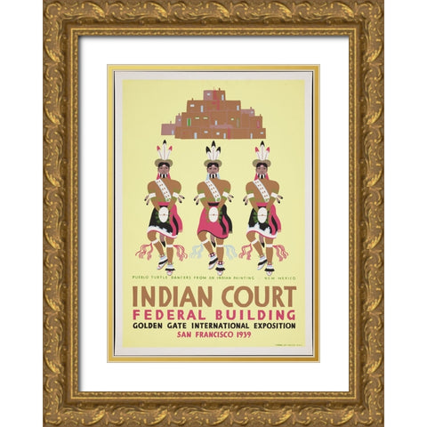 San Francisco-1939-Apache Devil Dancer-Arizona Yellow Gold Ornate Wood Framed Art Print with Double Matting by Worlds Fair Posters