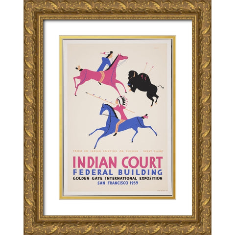 San Francisco-1939-Elkskin Great Plains Gold Ornate Wood Framed Art Print with Double Matting by Worlds Fair Posters