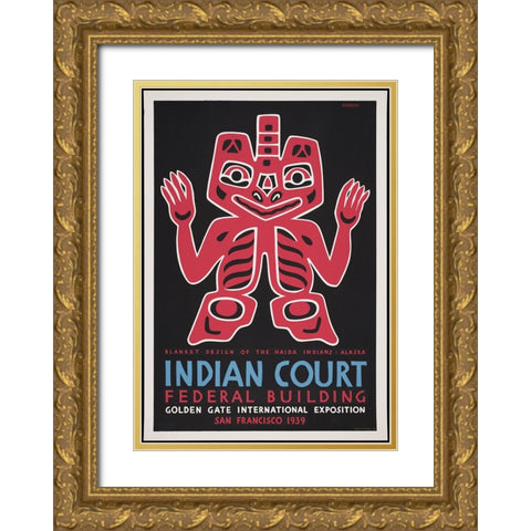 San Francisco-1939-Haida Indians-Alaska Gold Ornate Wood Framed Art Print with Double Matting by Worlds Fair Posters