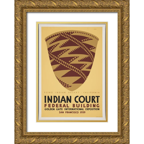 San Francisco-1939-Pomo Indian California Gold Ornate Wood Framed Art Print with Double Matting by Worlds Fair Posters