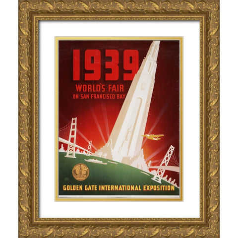 San Francisco-1939 Gold Ornate Wood Framed Art Print with Double Matting by Worlds Fair Posters