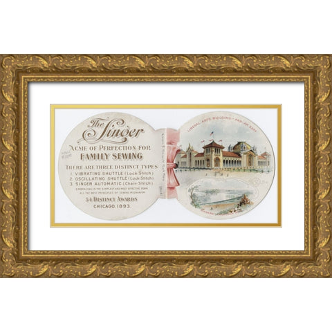 Singer ad 2 Gold Ornate Wood Framed Art Print with Double Matting by Worlds Fair Posters