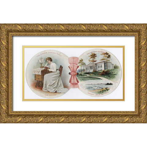 Singer ad 5 Gold Ornate Wood Framed Art Print with Double Matting by Worlds Fair Posters