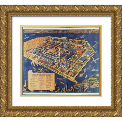 Treasure Island SF Gold Ornate Wood Framed Art Print with Double Matting by Worlds Fair Posters