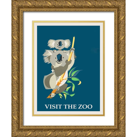 Koala Bear Zoo Gold Ornate Wood Framed Art Print with Double Matting by Vintage Travel Posters