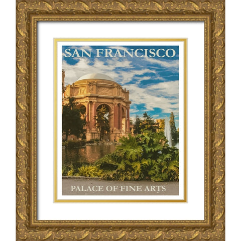 Palace of Fine Arts San Francisco Travel Poster Gold Ornate Wood Framed Art Print with Double Matting by Vintage Travel Posters
