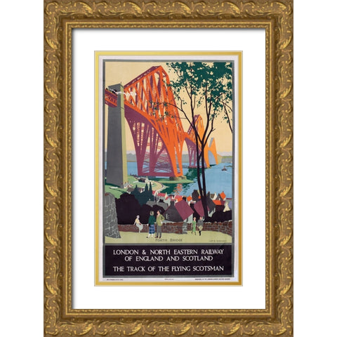 Scotland Travel Gold Ornate Wood Framed Art Print with Double Matting by Vintage Travel Posters