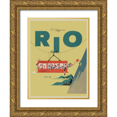 Rio Brazil Vintage Travel Poster Gold Ornate Wood Framed Art Print with Double Matting by Vintage Travel Posters