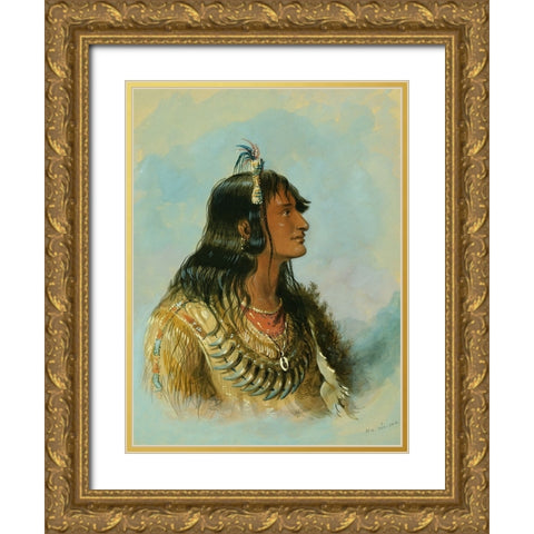 Ma wo ma Gold Ornate Wood Framed Art Print with Double Matting by Miller, Alfred Jacob